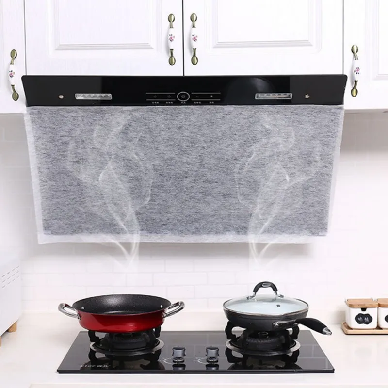 Kitchen Range Hood Oil Absorbing Paper Range Hood Oil Resistant Sticker Anti- oil Mesh Cover with Magnet for Home Kitchen