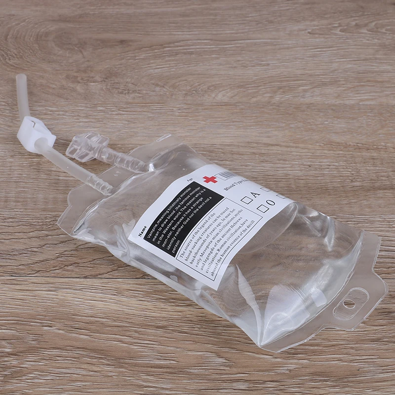 350ml เครื่องดื่มให้พลังงานใช้ซ้ำได้โปร่งใส PVC ทางการแพทย์วัสดุสำหรับแวมไพร์ฮาโลวีน Props Props