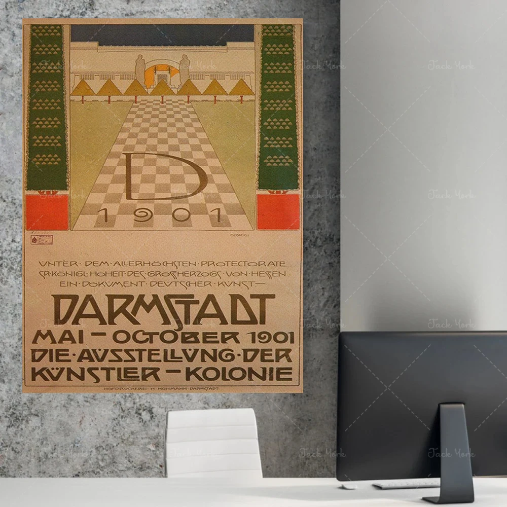 Ein Dokument deutscher Kunst Darmstadt exhibition, Vintage Poster, Garden and Building, Home Decor, Old World, Art Print