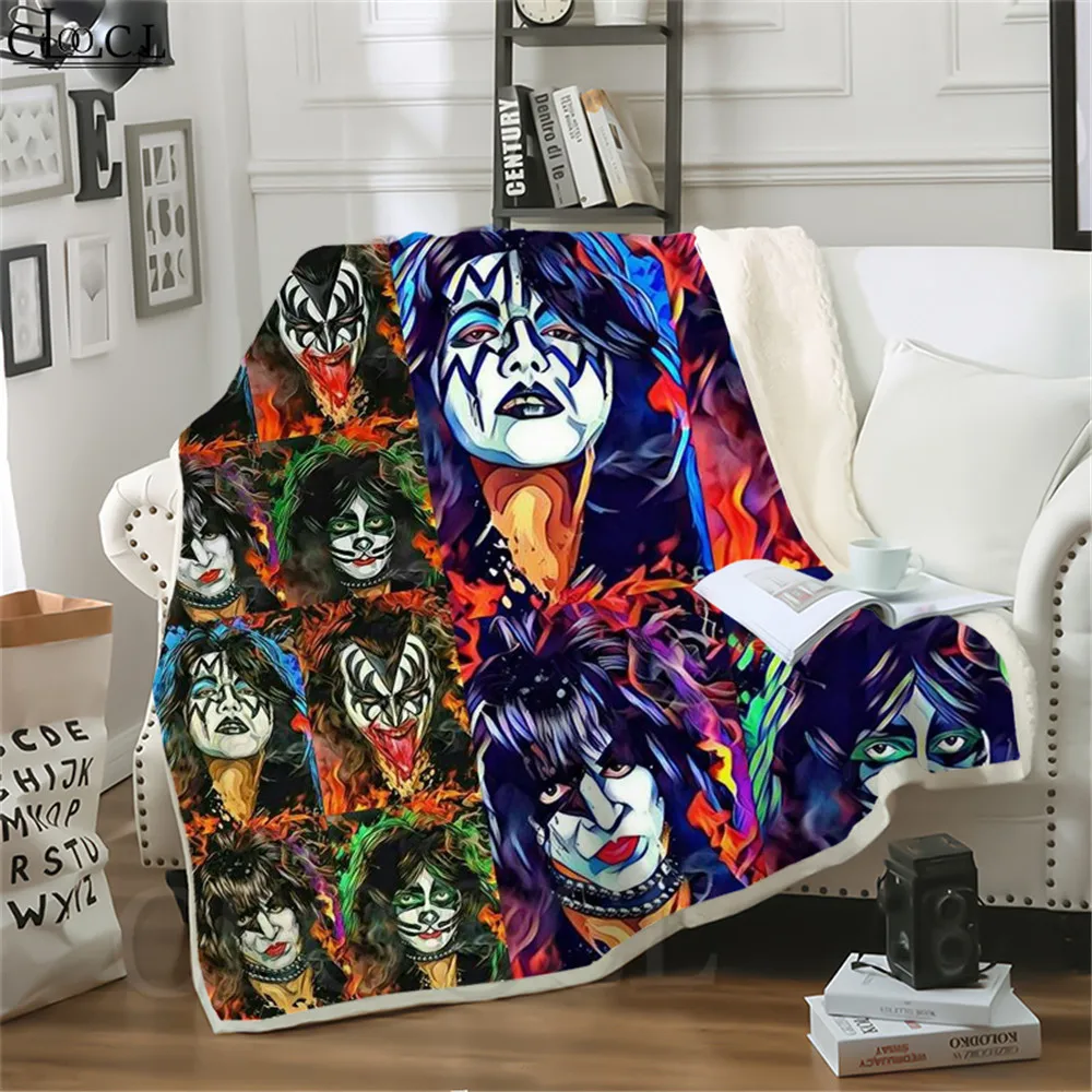 

Double Layer Blankets for Beds KISS Rock Band 3D Blanket Kids Thick Quilt Home Fashion Decoration Office Throw Blankets