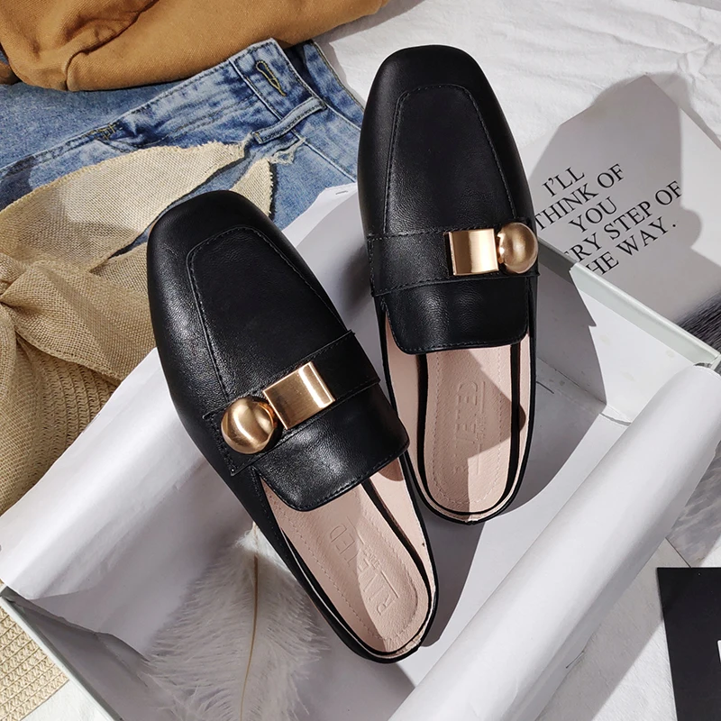 

Women's Slippers Outdoor Women's Slippers Flat Muller Slippers Women's Fashion Sandals 2021 New Fashion Leather Shoes