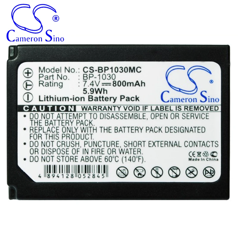 Аккумулятор CameronSino для Samsung NX200 NX210, подходит для Samsung BP-1030 ED-BP1030, аккумуляторы для цифровых фотоаппаратов, 800 мАч/5,9 Втч, 7,40 В, литий-ионный