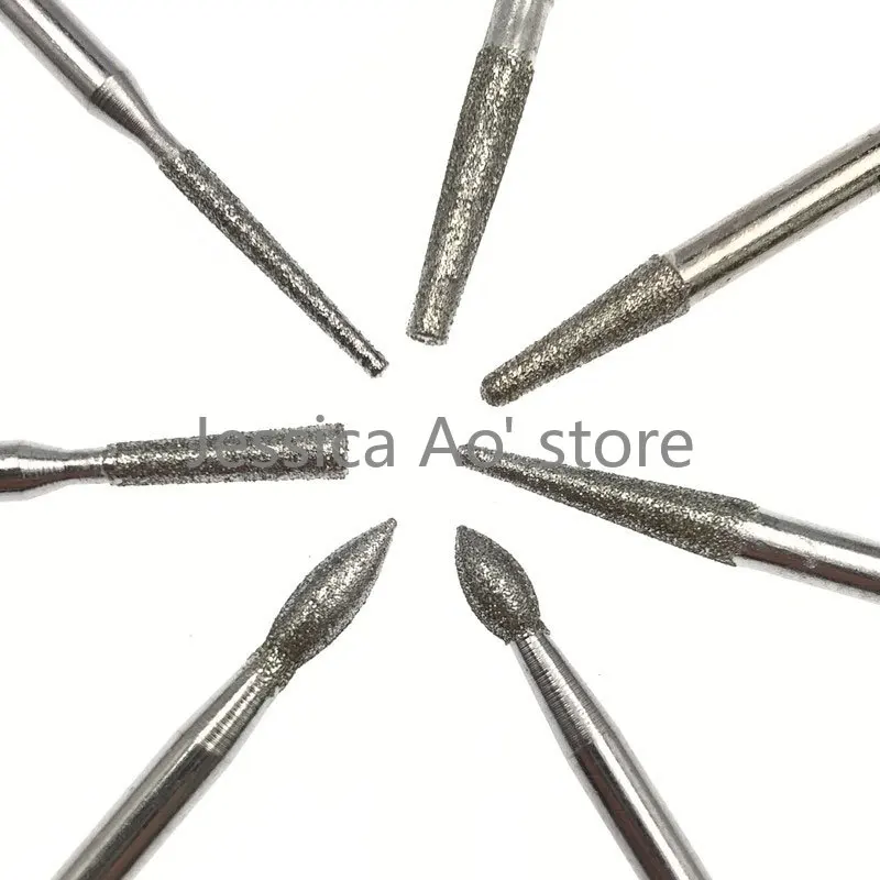 28 Chiếc 7 Size Ngọc Chạm Khắc Dụng Cụ Đánh Bóng Kim Cương Mài Kim Điện Cối Xay Trang Sức Khuôn Xếp Ly Edge Đánh Bóng