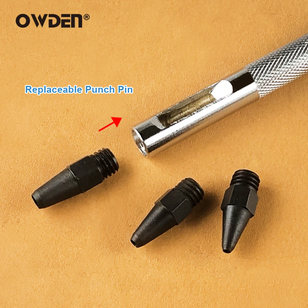 OWDEN 6 in 1 Hollow Punch Kit Tool Set 2.0/2.5/3.0/3.5/4.0/4.5mm Leather Holes Perforating Leather Tools for Punching