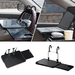 Steering Wheel Auto Drinks Holder Universal Foldable Car Table Laptop Desk Computer Rack Shelf with Drawer Hook