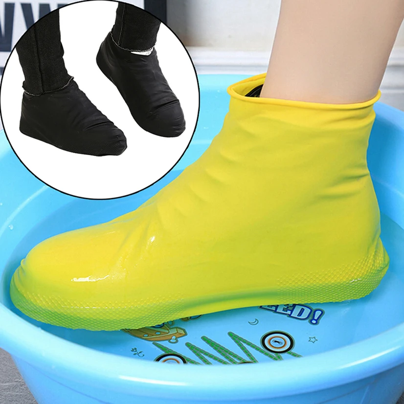 1 Pair Latex Waterproof Shoe Cover Unisex Rain Boots Anti-slip Thickening Outdoor Overshoes Dust Cove Reusable