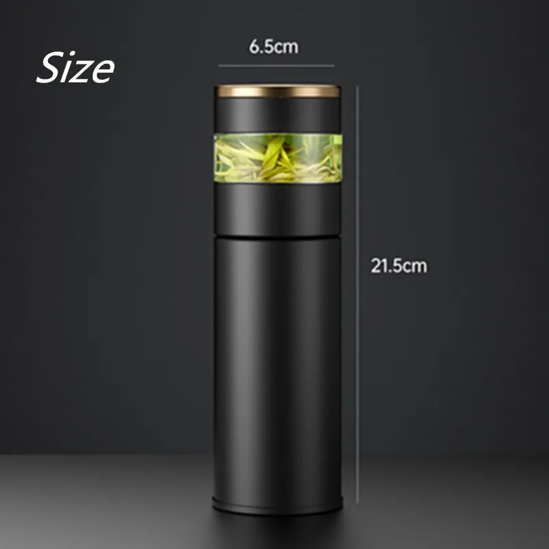 450ml Smart Thermos Bottle For Tea With Separation Strainer Infuser Temperature Display Stainless Steel Insulation Vacuum Flask