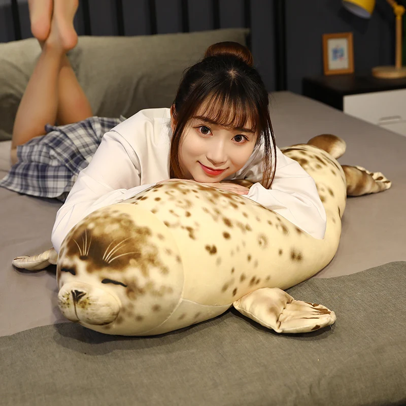 35-80cm Stuffed Soft Real Life Seal Sleep Pillows Doll Big Size 3D Sea Lion Plush Animal Toys Baby Kids Creative Appease Gift