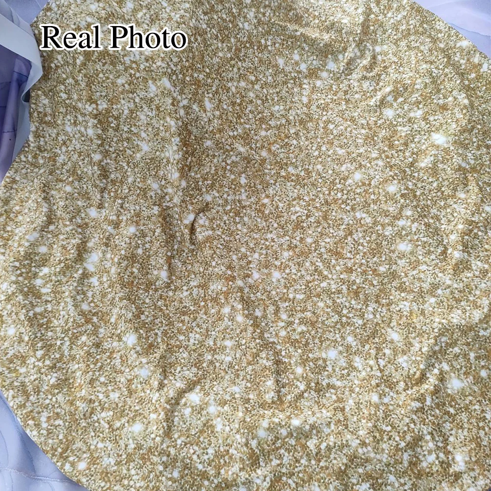 Allenjoy-telón de fondo redondo dorado, tela con patrón brillante, cubierta de mesa para fiesta de cumpleaños y boda, Fondo de lentejuelas circulares, fotófono