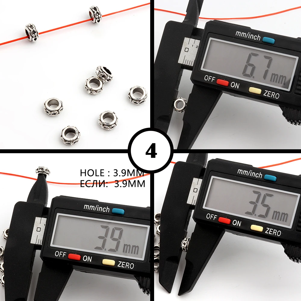 50 Stück, 32 verschiedene Arten, gemischte Metall-Abstandshalter-Perlen mit unterschiedlichen Lochgrößen für die Herstellung von Schmuck, Armbändern, Halsketten und Ohrringen – Großhandel. – Detail 8