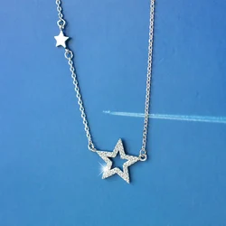 925 Sterling Silver star zircon Necklaces & Pendants For Women High Quality Sterling-silver-jewelry
