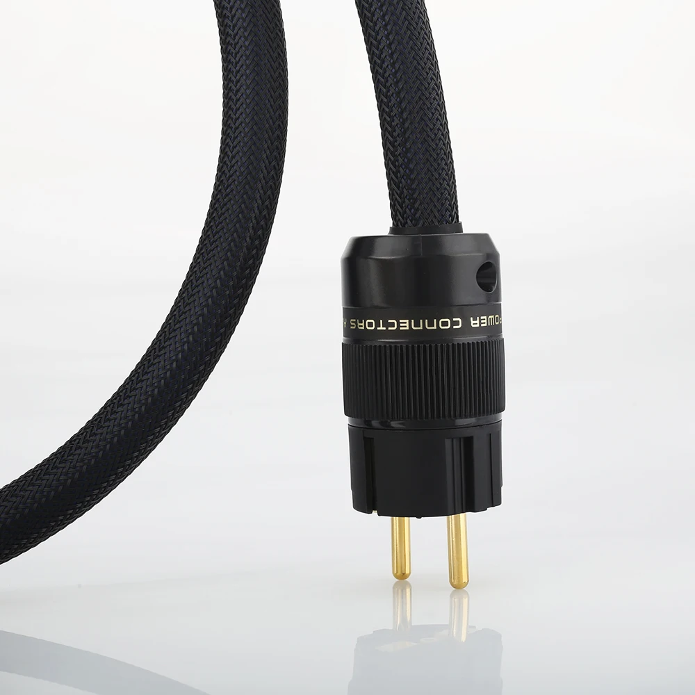 Audiocrast P110 posrebrzany kabel audiofilski zasilanie prądem zmiennym czysta czerń przewód zasilający, kabel HIFI HI END Schuko US
