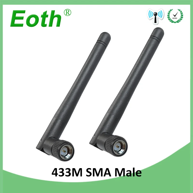 EOTH 10pcs 433mhz antenna 3dbi sma male lora antene pbx iot module lorawan signal receiver antena high gain