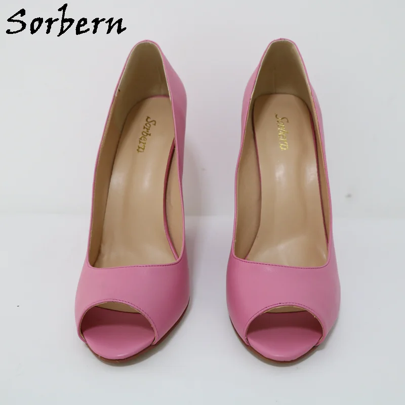 Sorbern Open Toe Slip On Shoes for Women Pumps Multi Colors Wedge High Heels Spring Lady Heels Custom Plus Size 48