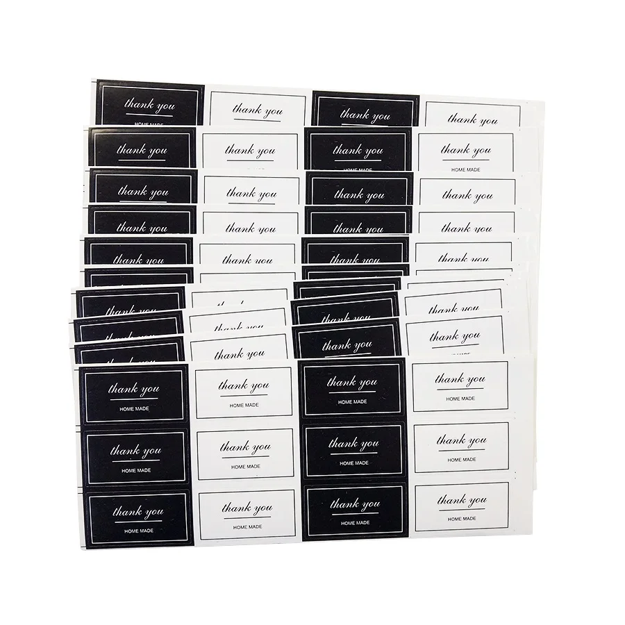 100pcs/lot Black And White 'Thank You' Rectangular Seal Sticker Gift Sticker For  Homemade Bakery Packaging Decoration Label