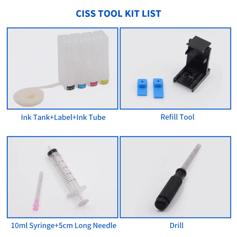 Kmcyinks DIY CISS pro 4 barva tiskáren pro HP 301 301XL tuž deskjet 1050 2050 3050 2150 1510 2540 knihtiskař plný tuž