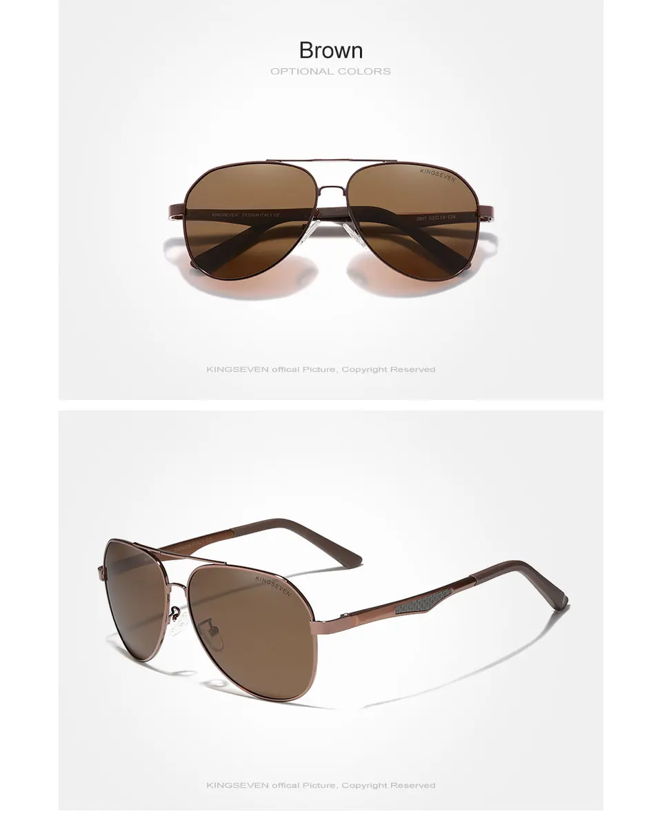 KINGSEVEN 2024 Polarisierte Sonnenbrille für Herren mit Aluminiumbügeln, Piloten-Sonnenbrille für Männer, UV400, blendfrei, Retro-Brille – Detail 8