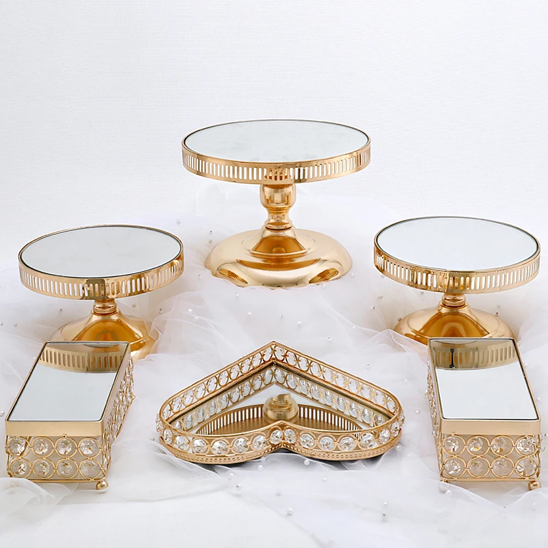 3-6pcs  lacework  mirror cake tray with plate afternoon tea Ornaments