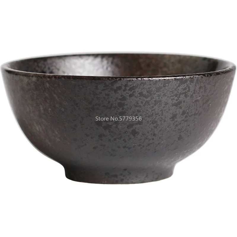 Japanese Rice Bowl Creative Stoneware Tableware Black Retro Bowl Ceramic Rice Bowl Home Hotel Dinner Ceramic Bowl