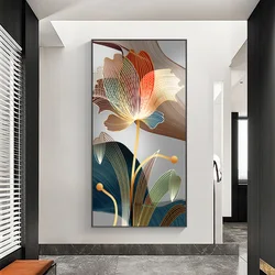 Nordic luxo linhas de ouro cartazes e impressões imagem parede moderna abstrata flor imagem pintura em tela para galeria decoração casa