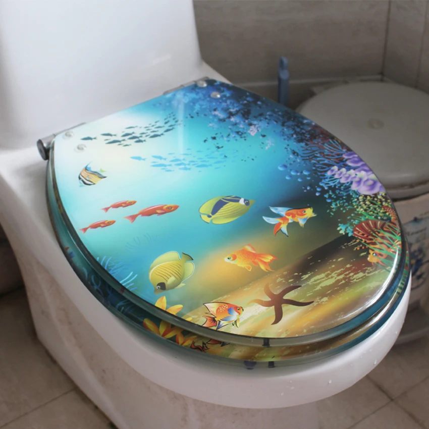 

Unique High Quality Resin Beautiful Sea World Design Toilet Seat Cover Set Universal Toilet Cover With Lid Many Color For Choice