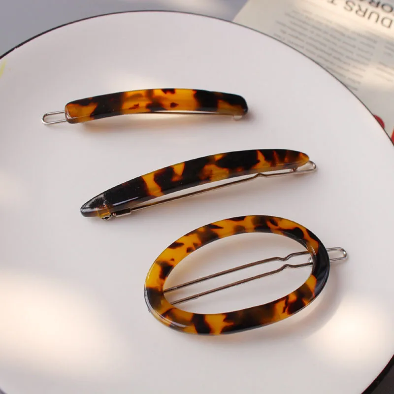 Fashion Acetate Acrylic Hair Clips Pin Korean Women Hair Accessories Geometric Colorful Leopard Print Tortoise Shell Barrettes