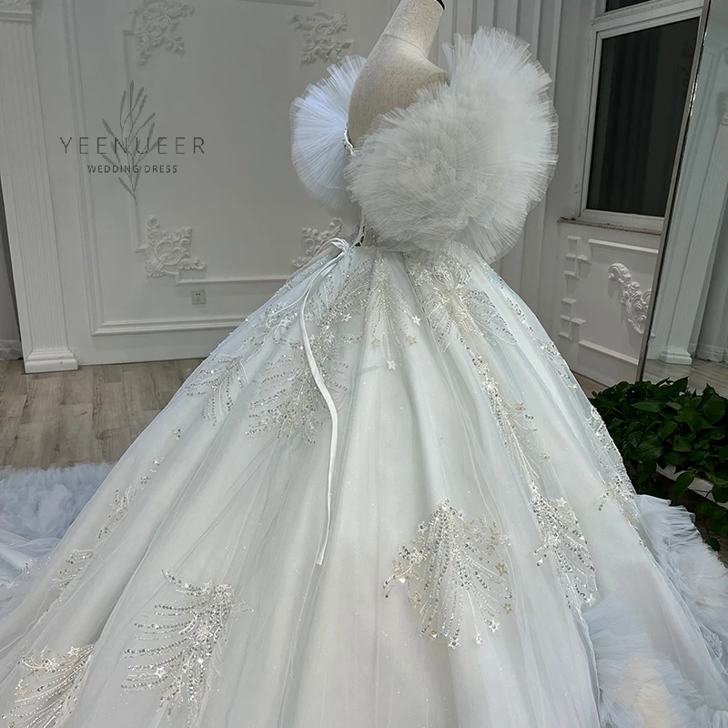 Yeenueer 2021 Elegant Ruffles Garden Wedding Dresses Boho Beach Wedding Dress Plus Size