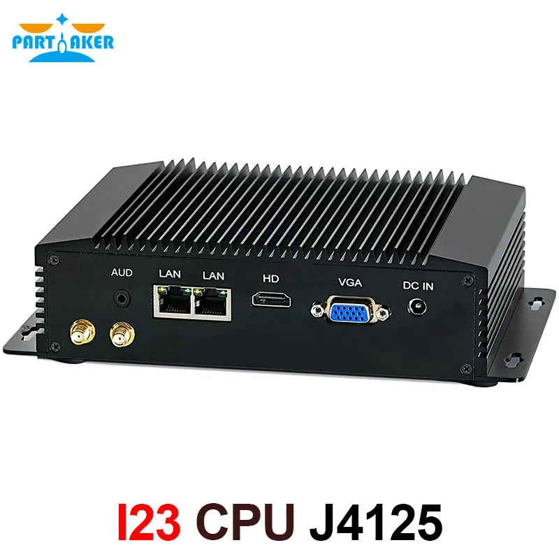 Partaker I23 إنتل سيليرون J4125/J4105 كمبيوتر صغير صناعي 2 Lans 2 COM Rs232 وعرة سطح مكتب معدني الكمبيوتر Windows10 لينكس واي فاي