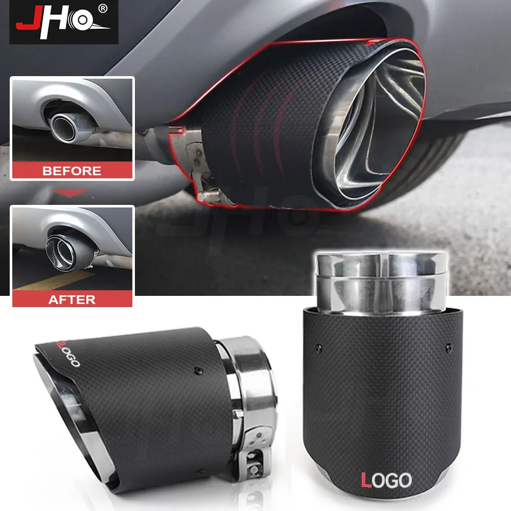 JHO CUSTOM FIT Carbon Grain Rear Exhaust Pipe Tail Muffler Tip For FORD Explorer 2020 2021 Limited Platinum BASE Car Accessories