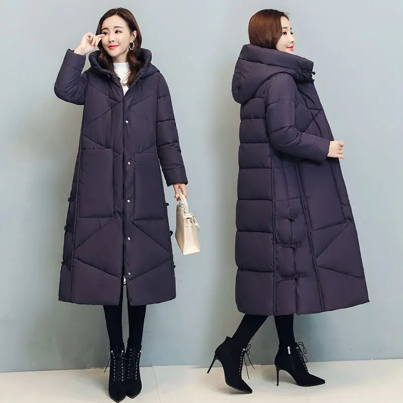 2026 Winter New Ladies Cotton Padded Parkas Coat Retro Down Padded Jacket Women Loose Outwear Long Over-The-Knee Overcoat L949