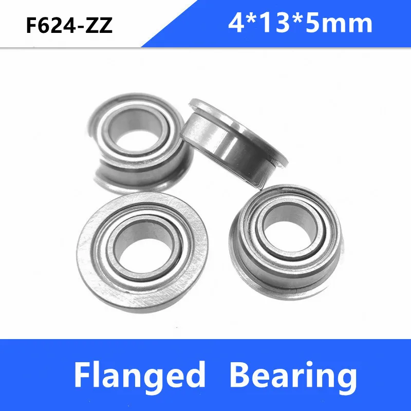 

50/100pcs Flanged bearing F624ZZ F624Z F624-ZZ Z 4x13x5mm flange deep groove ball bearings F624-2Z 4*13*5