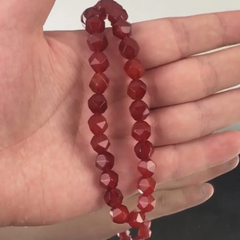 Natural Faceted Red Agates Onyx Stone Loose Spacer Beads for Jewelry Making DIY Bracelet Necklace 15\