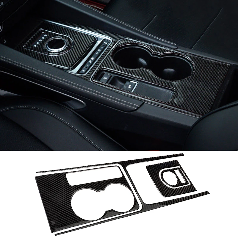

For Jaguar F-PACE 2016-2017 Carbon Fiber Soft Silicone TPU Water Cup Holder Panel Cover Trim 4pcs Car Styling Accessories