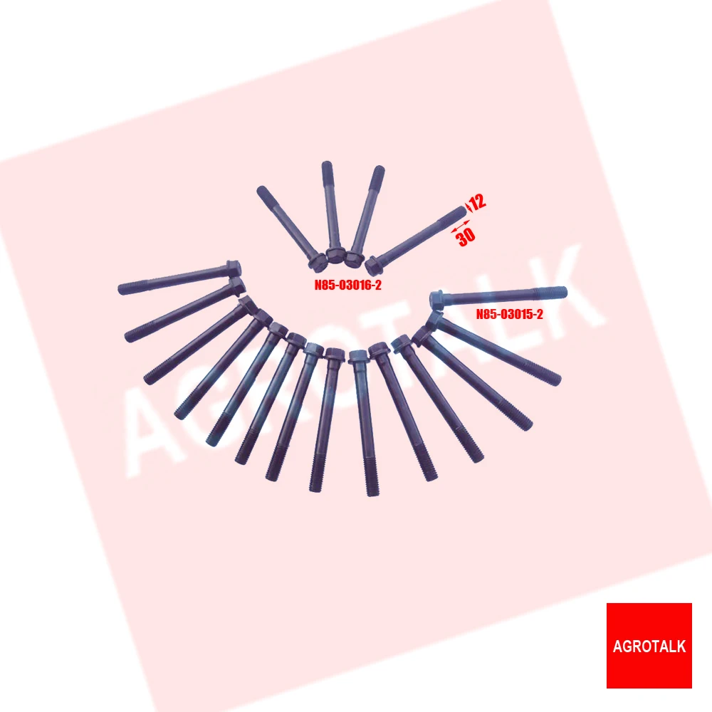 

N85-03015-2 / N85-03016-2 / 4B28TC-030015-1 , Set of cylinder head bolts ( 14 ps + 4 ps ) for Changchai 4L50B / 4LD40B