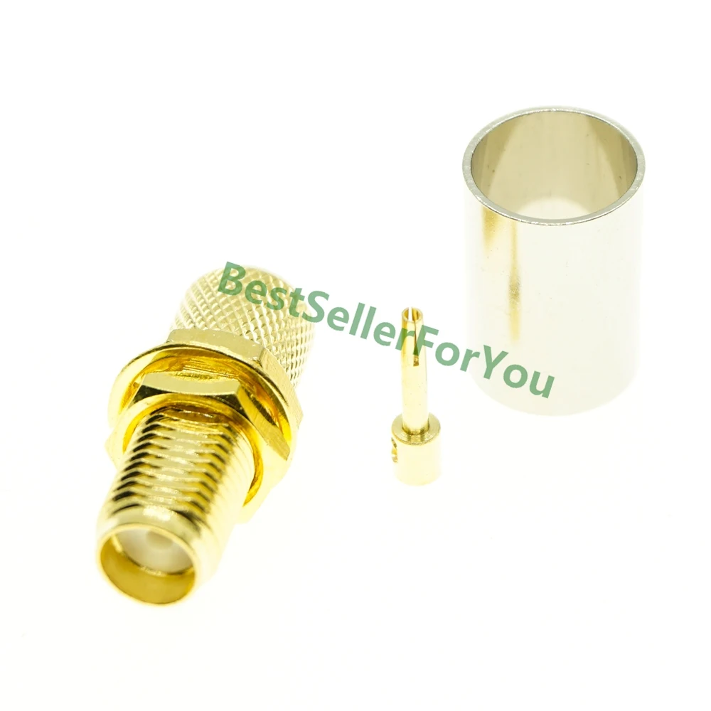 SMA Connector Female Jack Bulkhead Nut Crimp For RG5 RG6 5D-FB LMR300 Cable Straight RF Connector