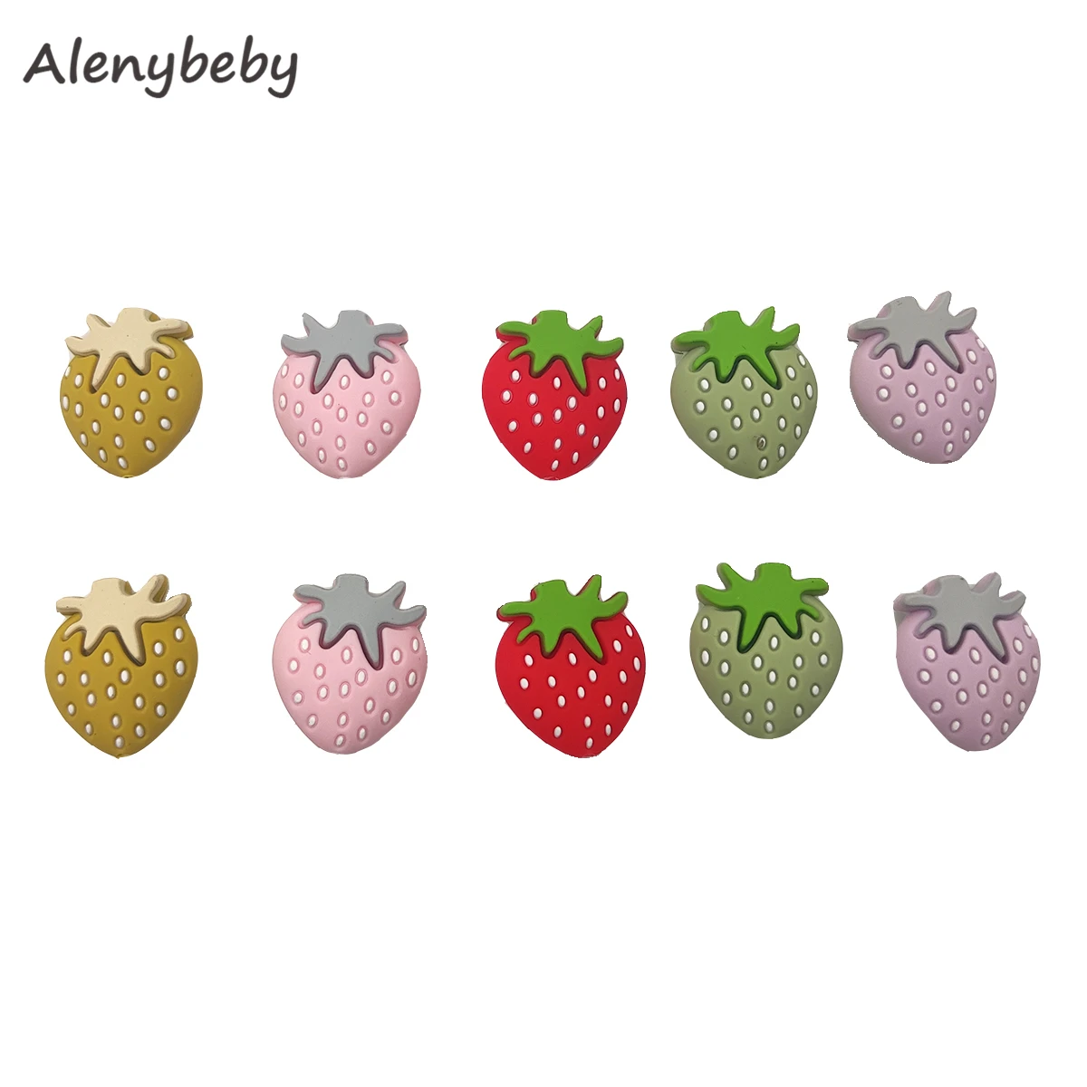 

Silicone Strawberry beads Food Grade Silicone fruit Teething Bead Baby Silicone Chewable Beads DIY Children's Necklace Pendant