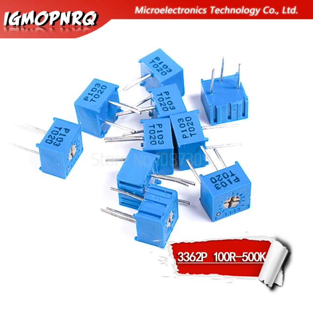 10 sztuk 3362 serii P odporność na 101 201 501 102 202 502 103 Trimpo potencjometr przycinarki 3362 500R 1K 2K 5K 10K 20K 50K 100K