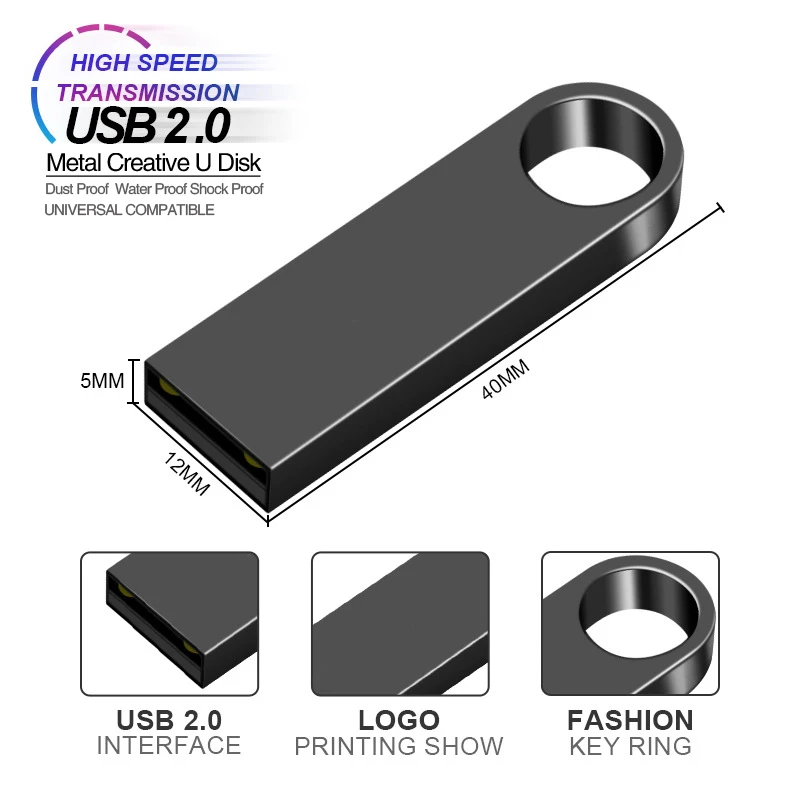 Clé USB 2.0 de 4 Go, 8 Go, 16 Go, 32 Go, 64 Go, 128 Go, 256 Go