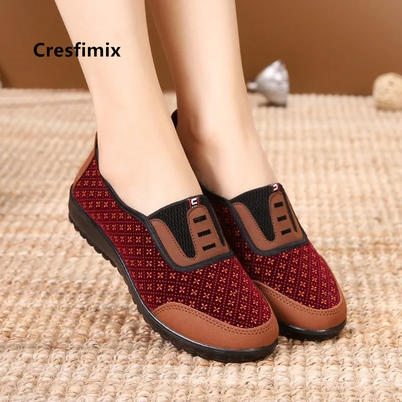 Cresfimix zapatos de mujer kobiety klasyczne wino czerwone poślizgu na płaskie buty pani fajne czarne baletki brązowe retro buty do tańca a5527