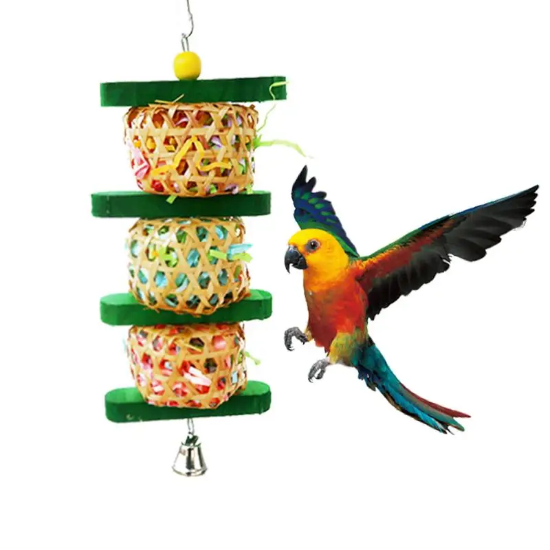 นกเคี้ยวของเล่น Bird Foraging แขวนของเล่นนกแก้วกรง Shredding ของเล่นสำหรับนกแก้ว Lovebird Cockatiel Conure แอฟริกันสีเทา