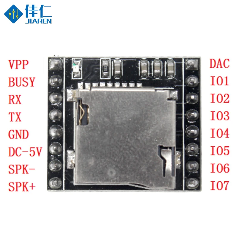 Mini MP3 Player Module MP3 Voice Decode Board Voice Module Board U-Disk IO/Serial Port with TF Card for Voice Prompt