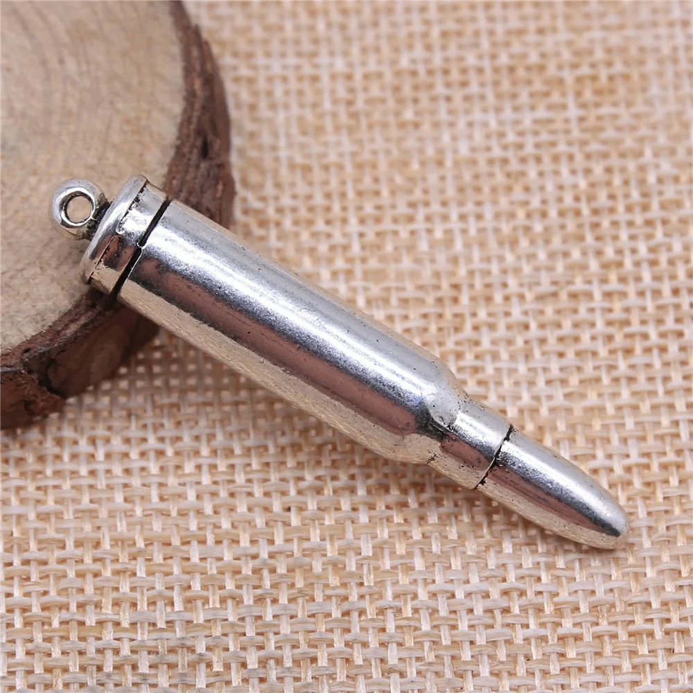 

free shipping 4pcs 50x9mm antique silver bullet charms diy retro jewelry fit Earring keychain hair card pendant accessories