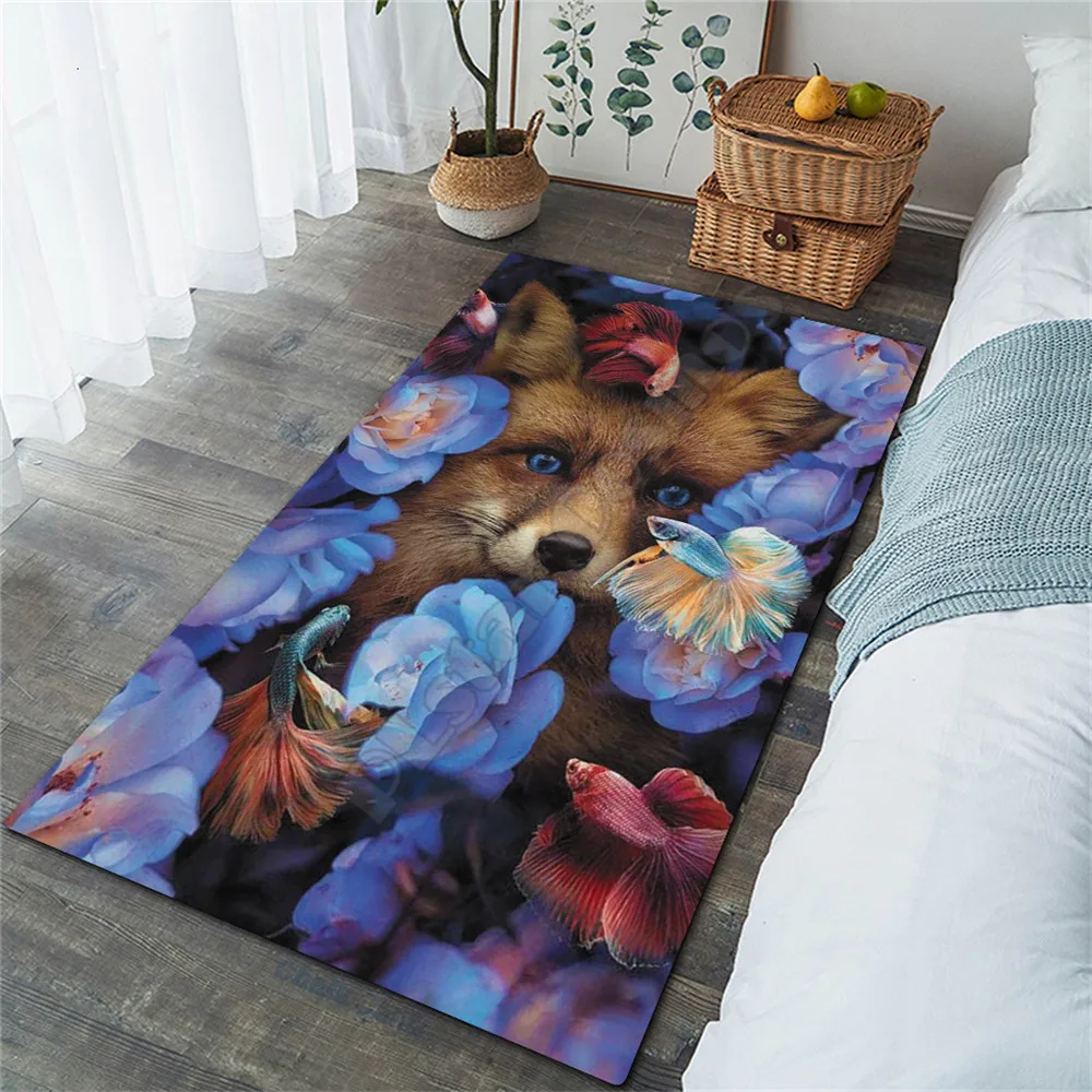 

Flower Fox Area Rug 3D Printed Rugs Mat Rugs Anti-slip Large Rug Carpet Home Decoration 01