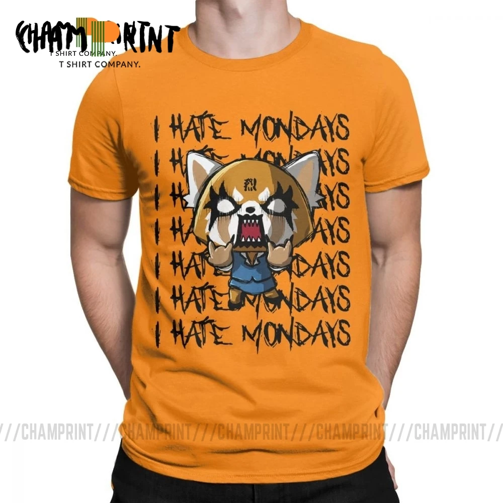 Men Aggretsuko Aggressive Retsuko I Hate Monday T Shirts 100% Cotton Clothes Funny Short Sleeve O Neck Tees Printing T-Shirts