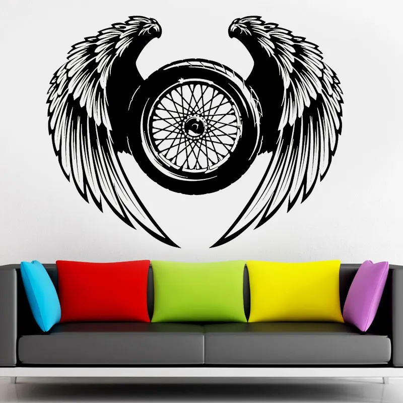 

Home Decoration Accessories Wall Stickers Car Repair Service Workshop Garage Wrench Vinyl decal Wheel Wings S287