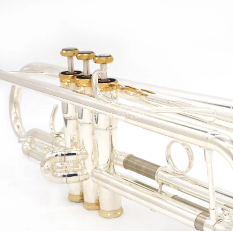 SADSN STR-900S Bb Tune Trumpet Brass Silver Plated Abalone Button B Flat Trumpet Hand in Carving Musical Instrument with Case