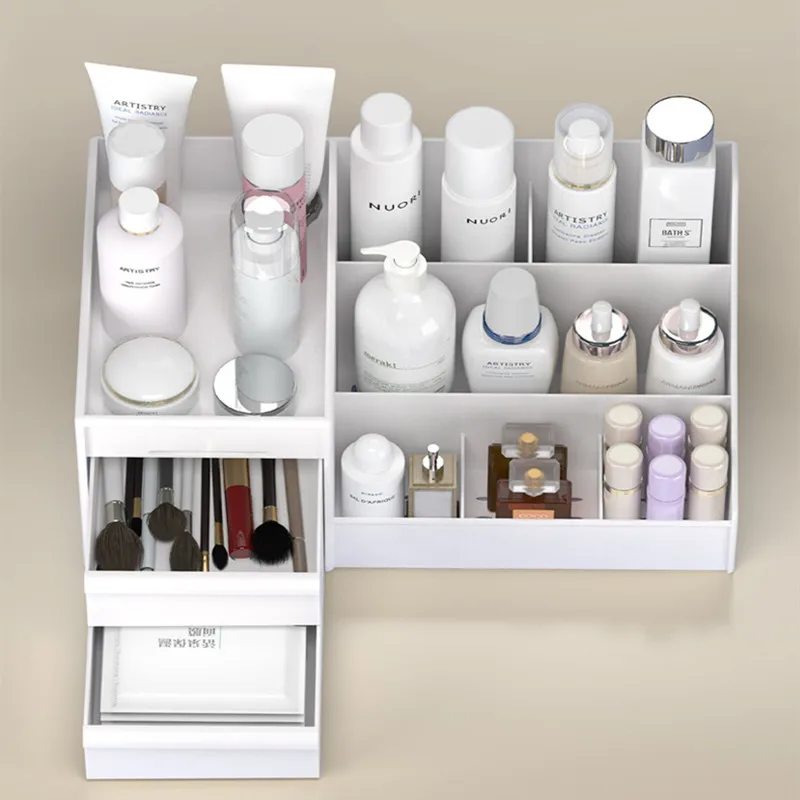 Drawer type cosmetics storage box Large capacity countertop storage box for organizing vanity skin care lipstick shelves