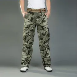 2025 Mens Fashion Spring Autumn Casual Pants Men Camouflage Cargo Pant Comfortable Jogging Trousers No Belt Plus Size 28-40