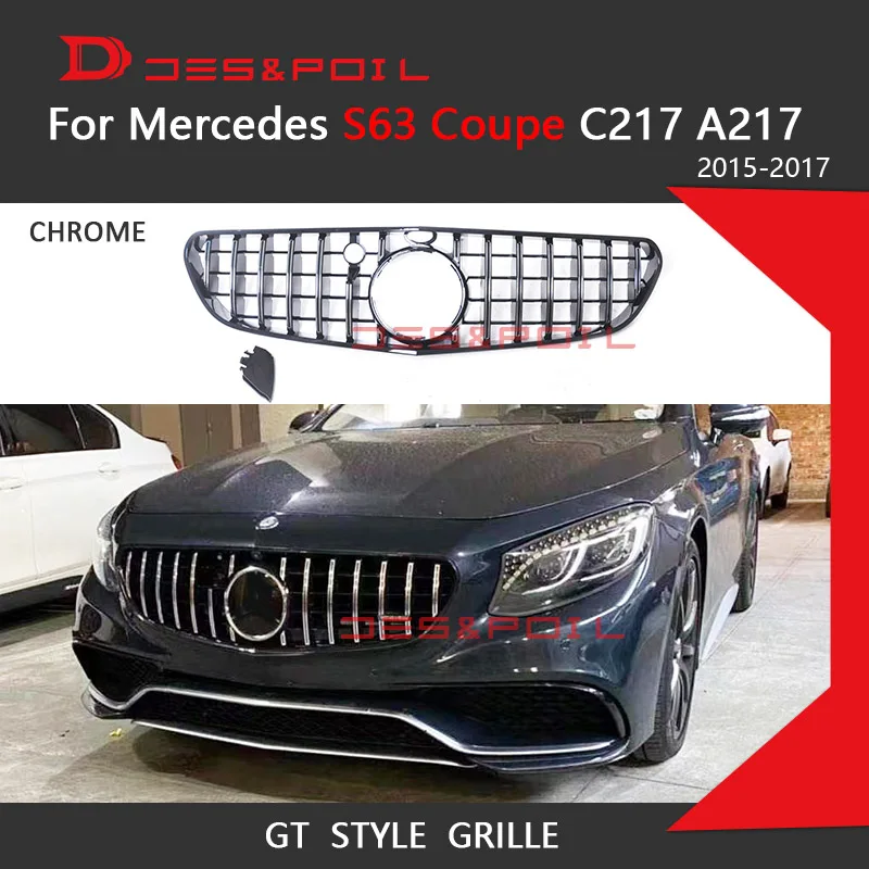 

For Mercedes S63 S65 AMG Coupe GT Grill C217 A217 Auto Front Vertical Panamerica Grille 2015-2020 Cabriolet Convertible