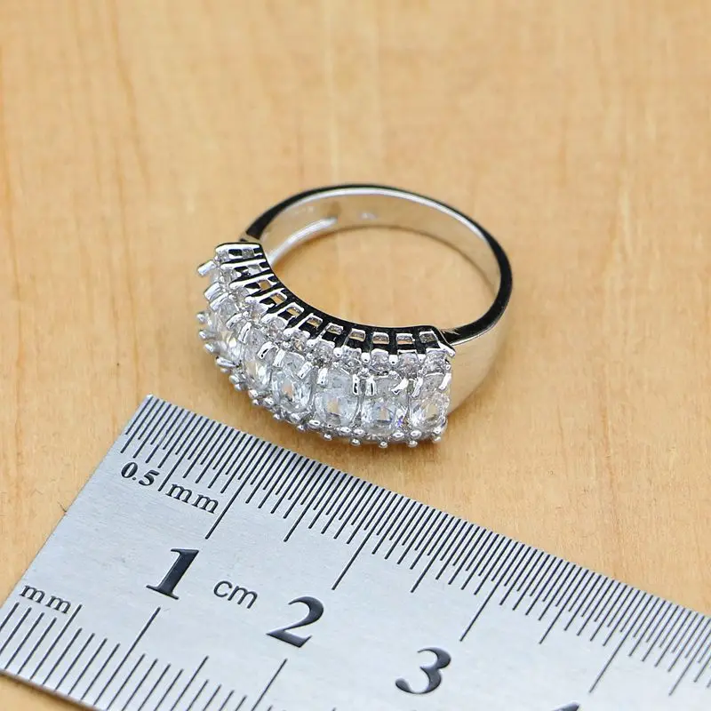 Natural Silver 925 Bridal Jewelry Sets White Zircon Crystal For Women  Earrings Pendant Rings Bracelet Necklace Kits